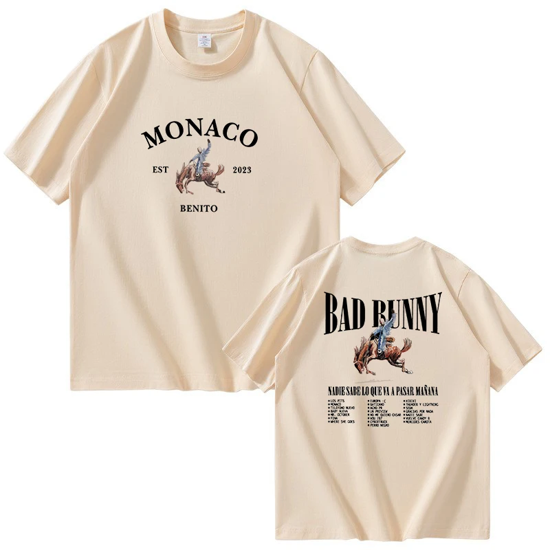 Bad Bunny's Most Popular Tour T-shirt Nadie Sabe Lo Que Va Pasar Manana Casual Printed Short Sleeve Men's and Women's FashionTop