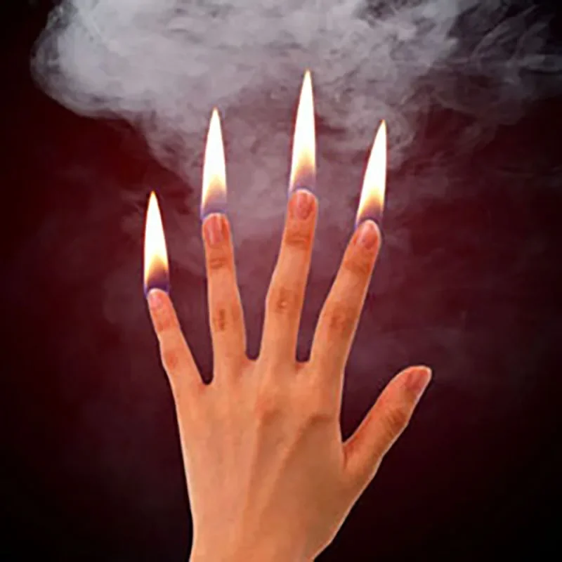 4 Teile/satz Finger Feuer Zaubertricks Feuer Erscheinen Daumen Spitze Magia Professionelle Magier Bühne Illusionen Gimmick Zubehör Requisiten