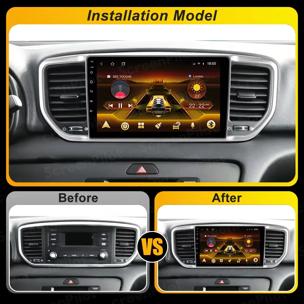Android 16 For Kia Sportage 4 QL 2016 - 2022 Multimedia Video Player  Carplay Wireless Android Auto Touch Screen Wifi RDS DSP