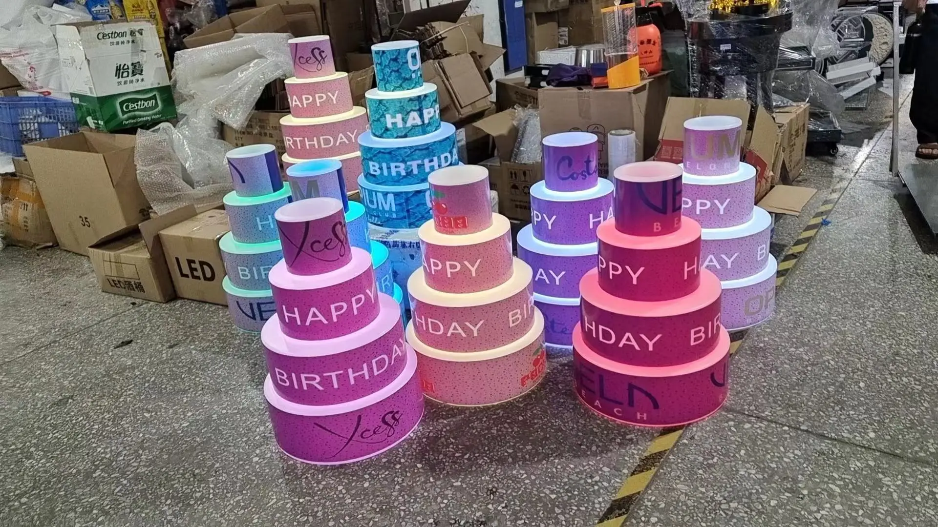 4 TIERS LED BIRTHDAY CAKE FOR LOUNGE