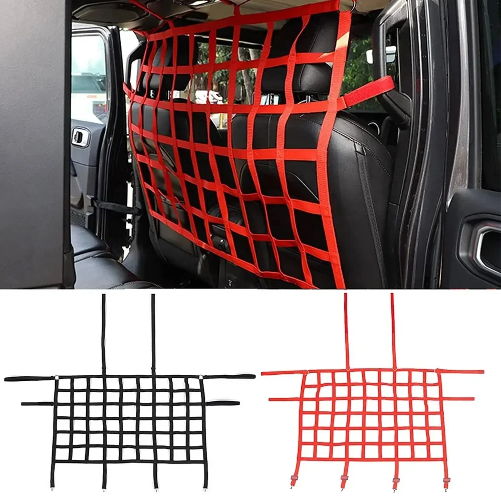 Izolacja bagażnika tylnego siedzenia samochodu Siatka bagażnika Bariera ochronna dla psa Siatka bezpieczeństwa do jazdy dla Jeep Wrangler JK JL JT 2007-2023 — zdjęcie 2