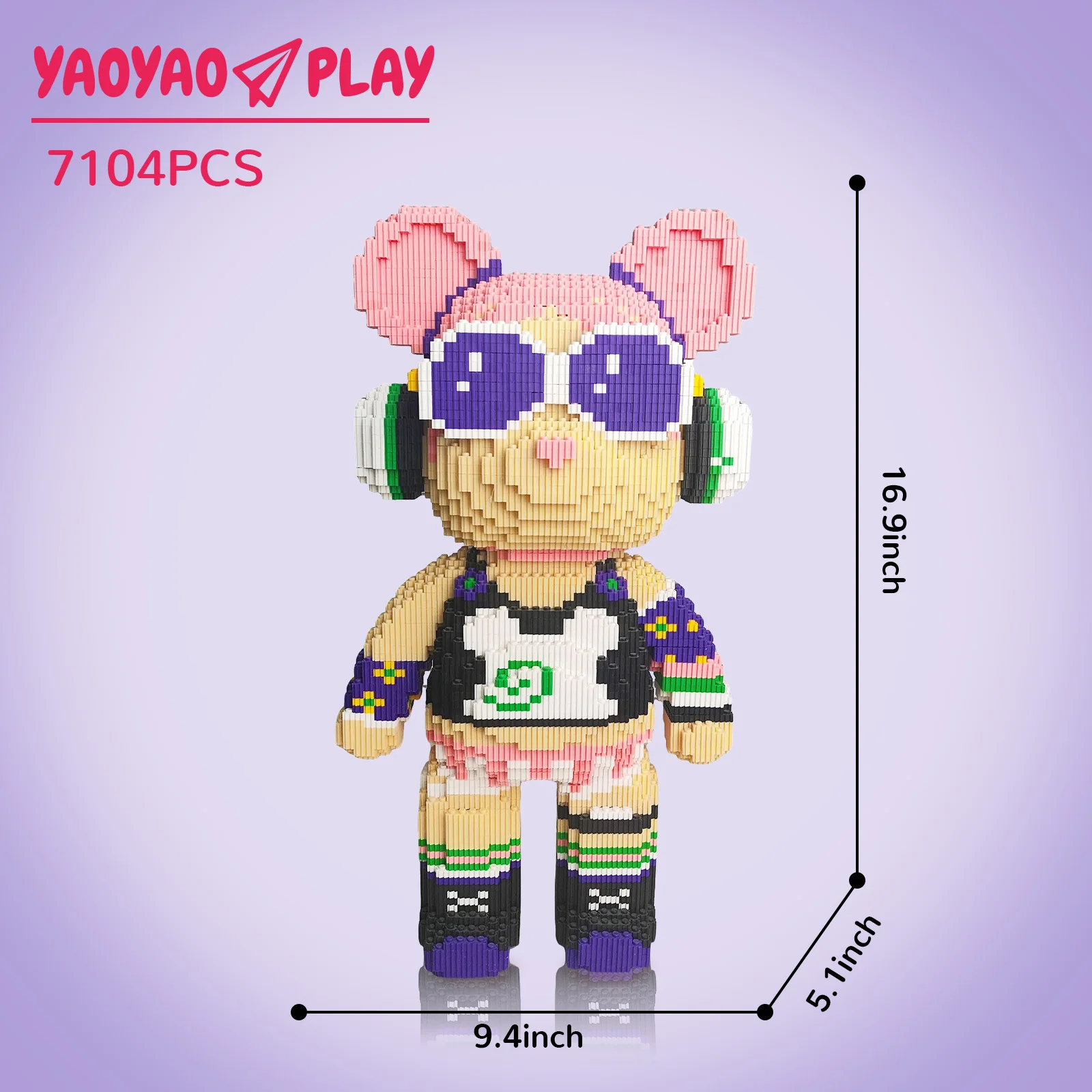 Rock Girl Zhang Pingting Bear, giocattolo da costruzioneyaoyaoplay, regalo di compleanno, educativo, arredamento per ragazzi e ragazze, set di mattoni fantastici