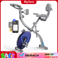 4-in-1 Foldable Exercise Bike with LCD Monitor&Hand Pulse Measurement Magnetic Ergometer Comfortable Seat Cushion Fitness Bikes