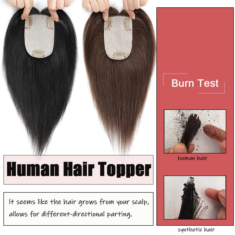 Dazzeal Topper Extensions de cheveux humains pour femmes, morceau de cheveux amincissants, InjBase Lace, Best Knowing, 8x12cm, 10x12cm