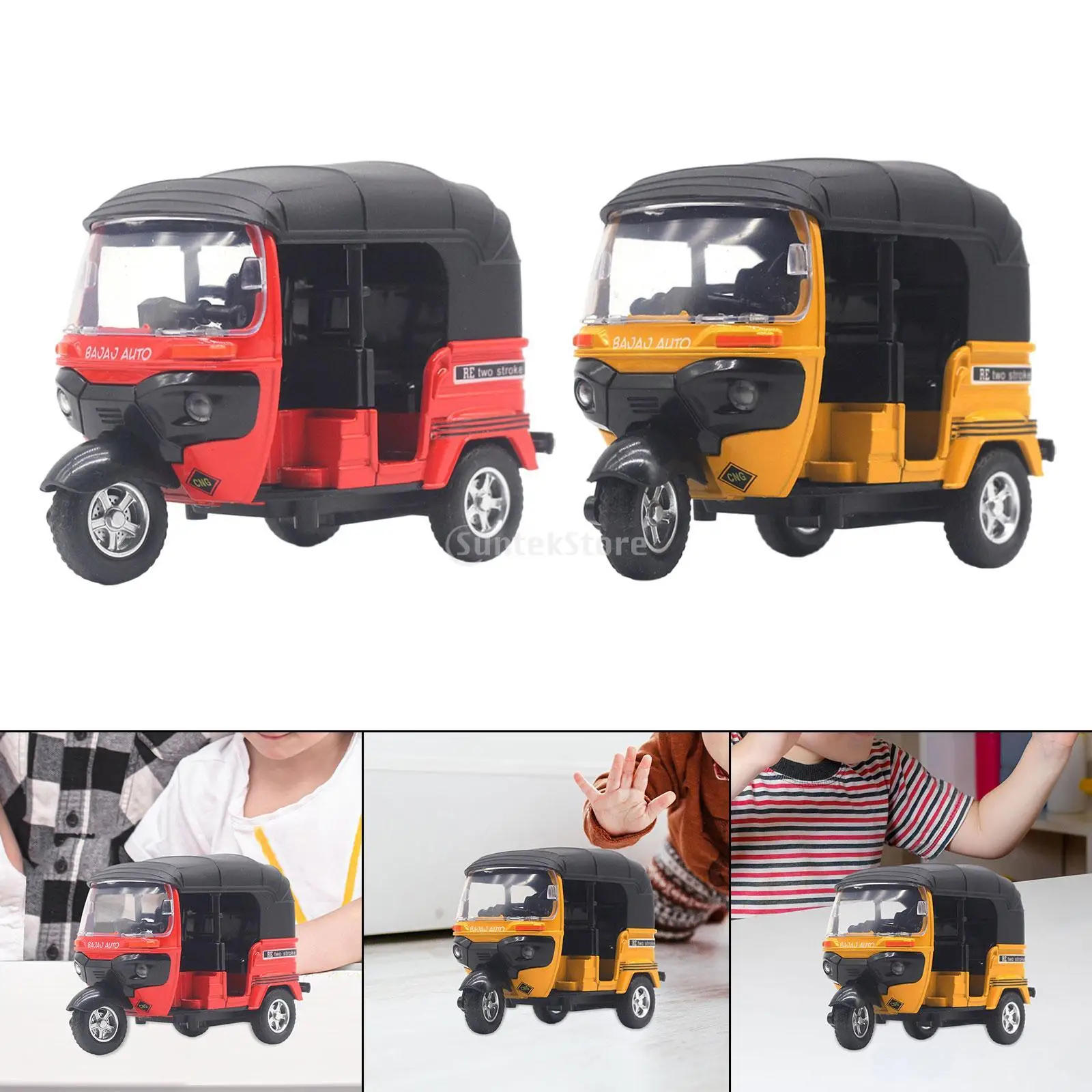 1/14 Scale Tricycle Model Decor Miniature Figurine for Bedroom Birthday Home  Vehicle Toy Three Wheeled Statue Retro Design