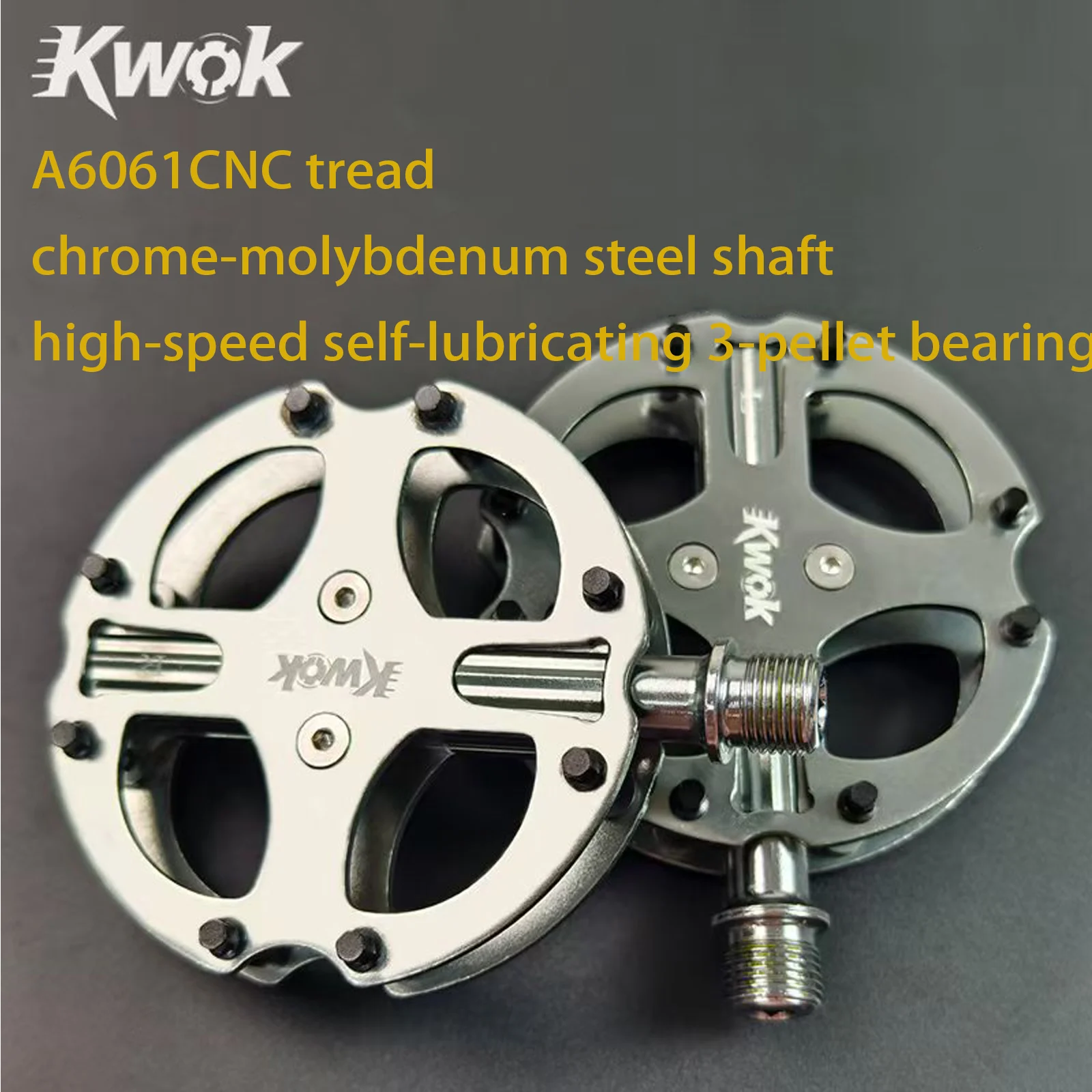 Kwok Bicycle Pedals Aluminum Alloy Ultralight MTB Road Pedals 3 Bearing Bike Pedals Non-slip Pedal Light Weight Cycling Platform
