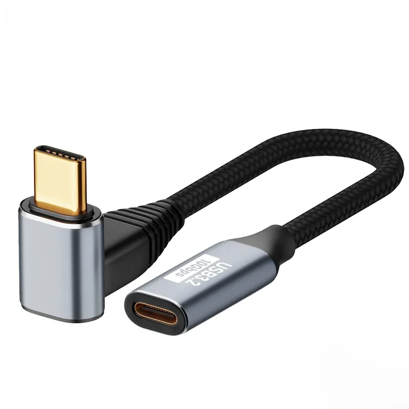 Cabo extensor macho para fêmea, USB C 3.1, Tipo C, carregamento rápido, cabo de vídeo, PD100W,