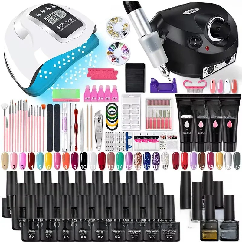 Kit Gel para unhas com lâmpada, Kit Acrílico para unhas, Gel Poly para unhas, Glitter, Gel de