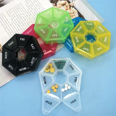 7 일 주간 필 박스 태블릿 홀더 의학 보관 케이스 약물 용기 알약 주최자 주간 캡슐 알약 상자 컬러 주최자