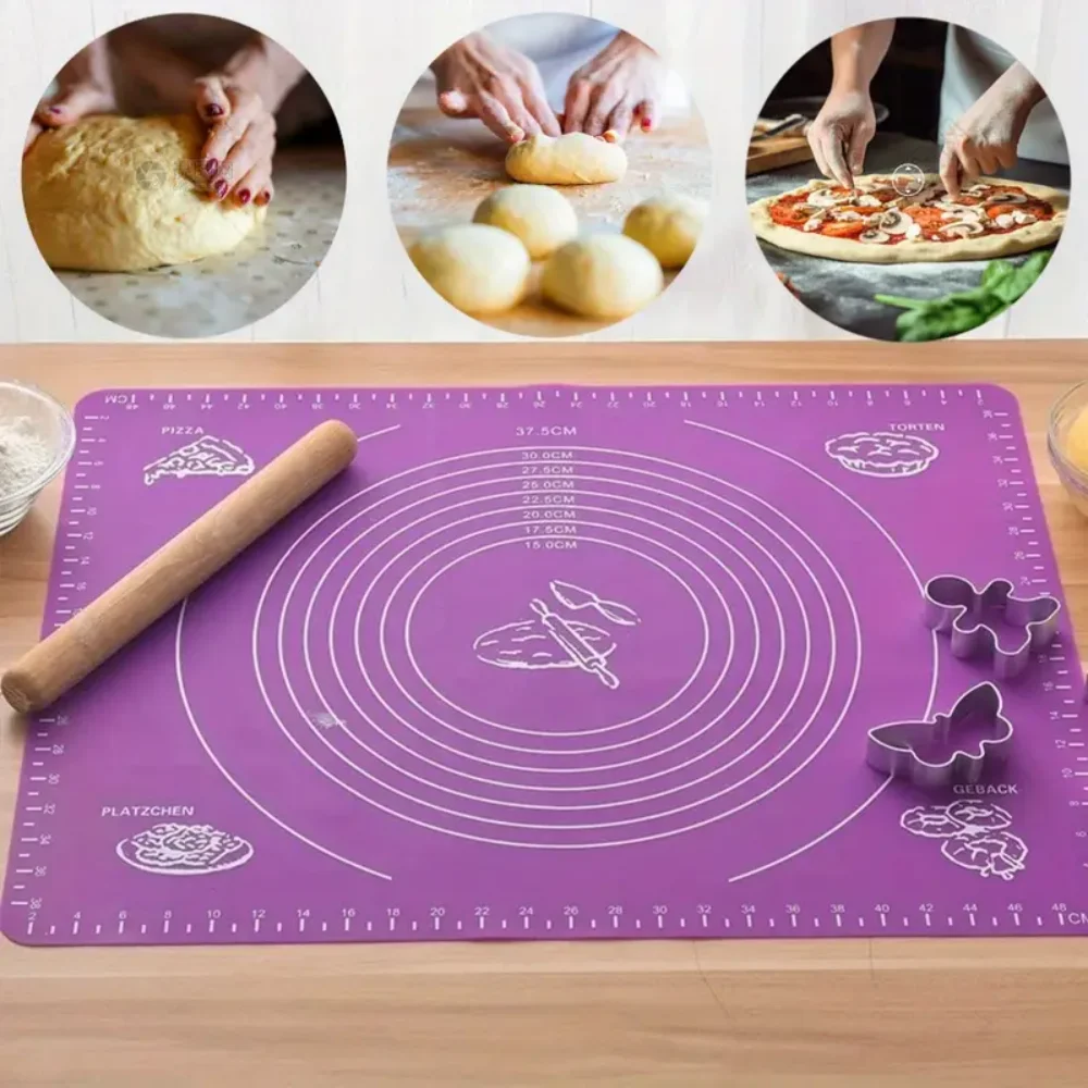 Almohadilla para amasar, almohadilla para hornear de silicona, masa para pastel de pizza, almohadilla para enrollar harina, herramientas pequeñas para cocinar y barbacoa, molde para hornear, manteles individuales