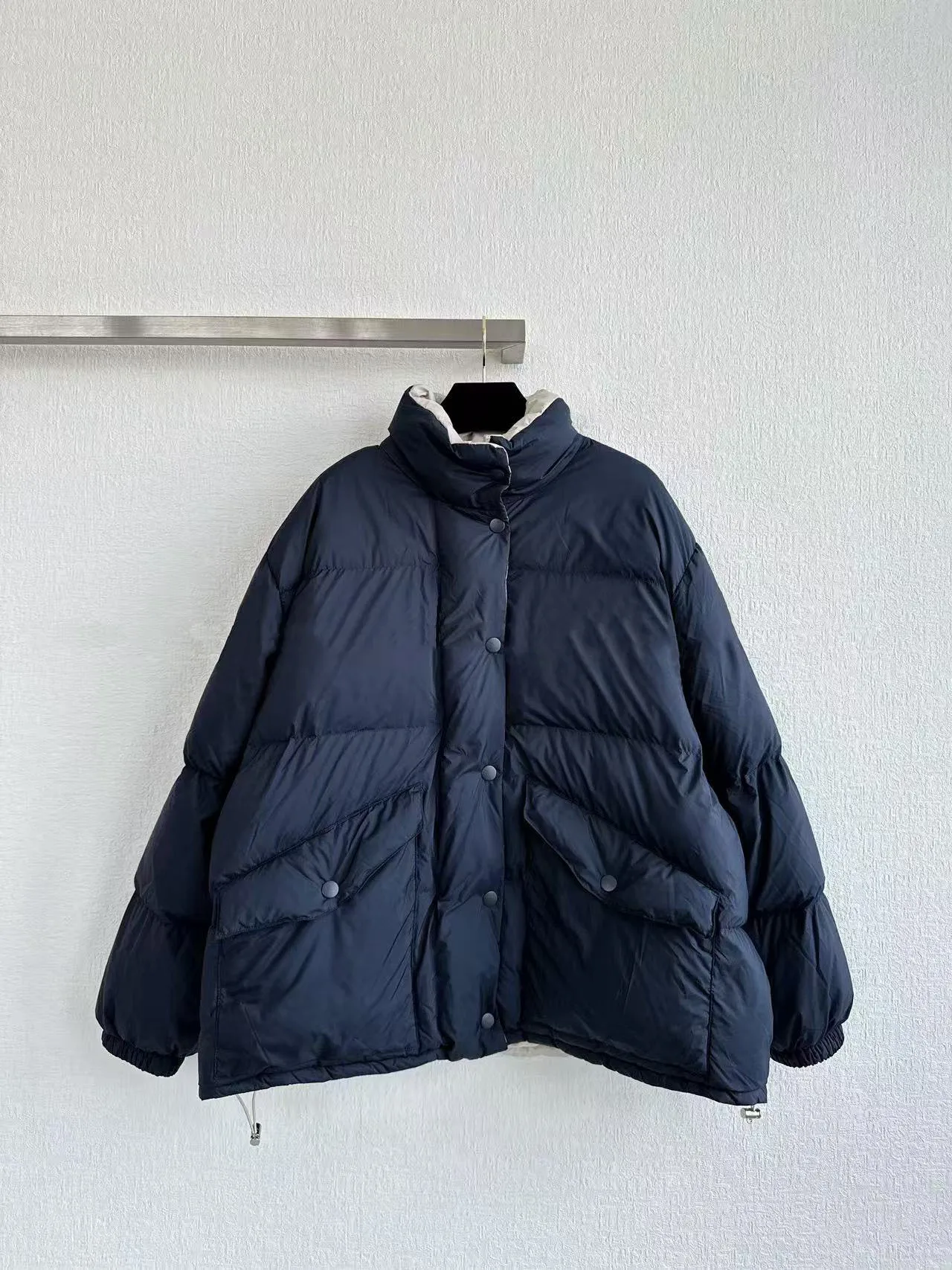 Streetwear Women's Short down jacket Solid color 2025 Winter Pockets Turtleneck puffer coat Warm High quality