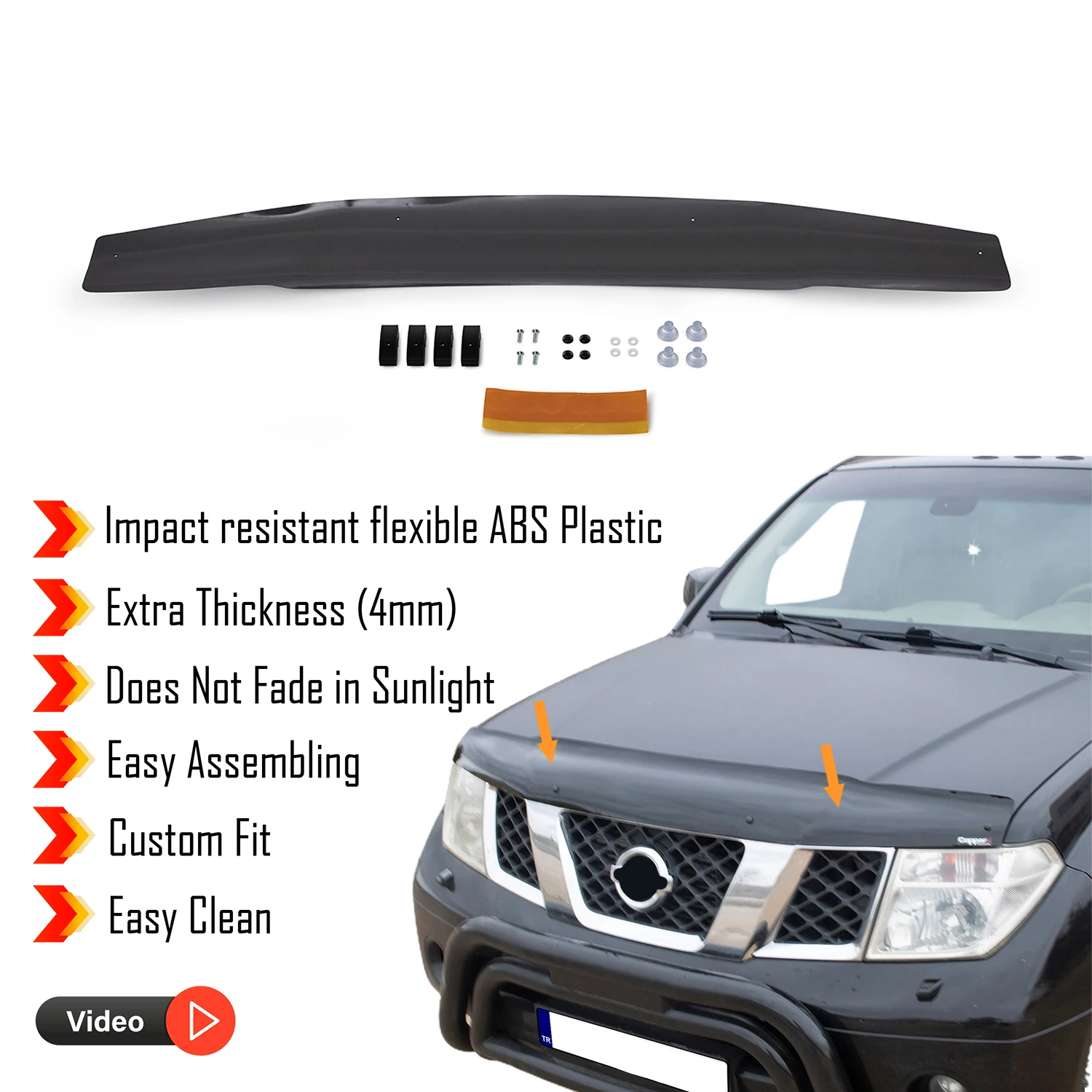 Hood Deflector Guard for Nissan Pathfinder (2005-2014) Bug Shield Bonnet Protector / 4 mm thickness and ultra-durable material