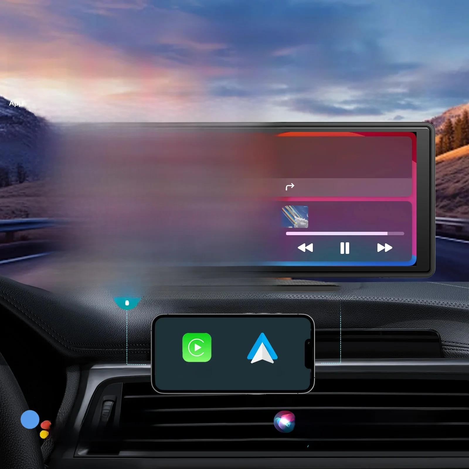 Universele draagbare Carplay voor autoscherm, draadloos Carplay-scherm Draadloze autoradio met Carplay Android Auto, auto-touchscreen - afbeelding 2