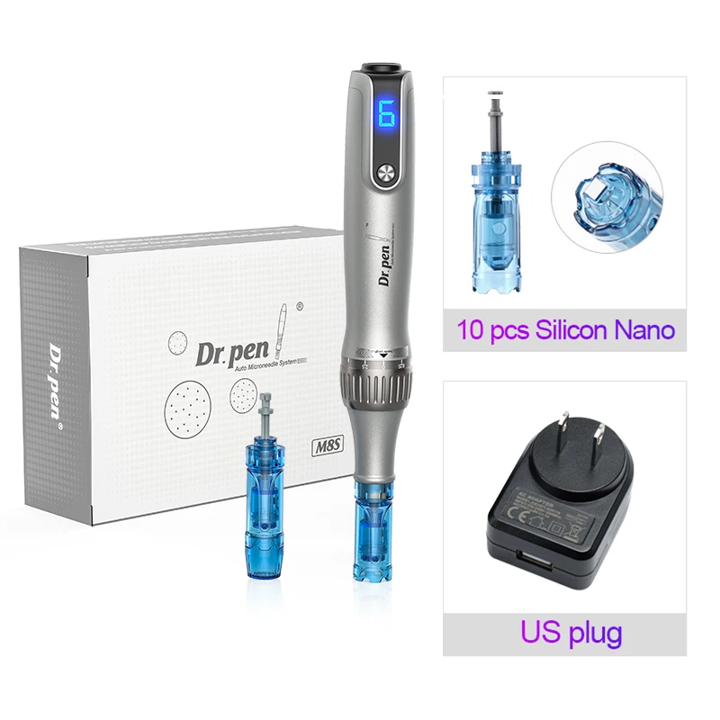 Dr. Pen M 8S Micronaaldling Pen Met 12 Vervangende Cartridges Draadloze Derma Micronaaldle Penset Professionele Huidverzorgingstools