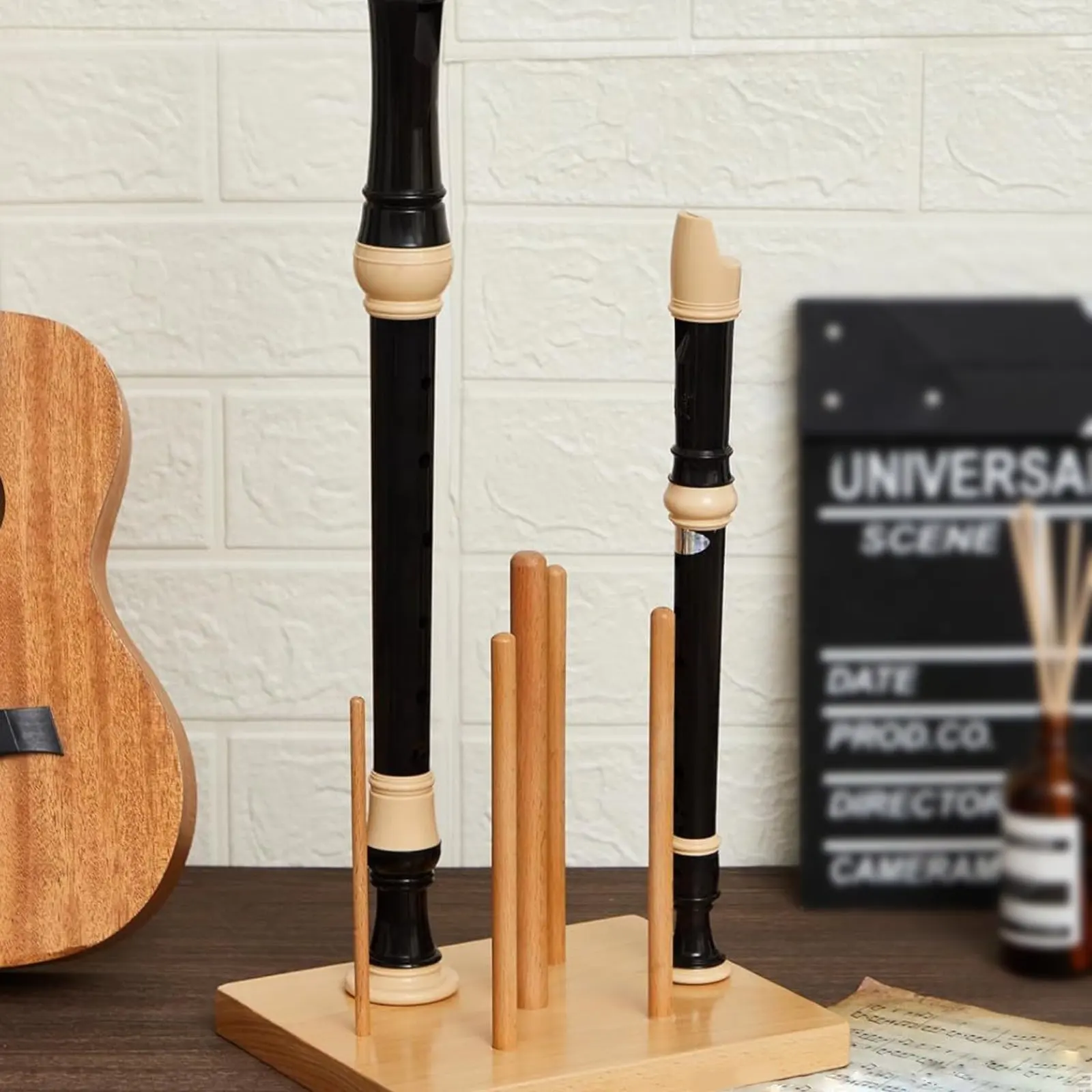Portable Recorders Stand Wood Flute Display Holder for Home Organization Soprano Alto,Detachable Rack Musical Instrument Holder