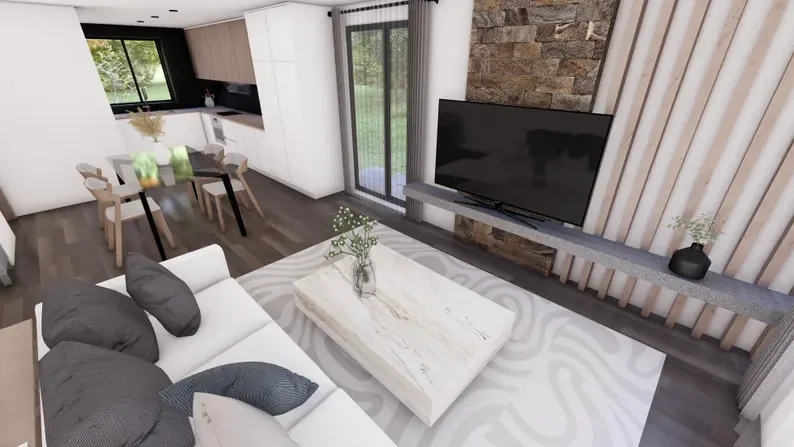 مخطط منزل حديث مقاس 7 × 9 م (مخططات مطبوعة) 2 سرير 1 حمام 126 مربع |   تصميم منزلي صغير بطابقين |   الرسومات المعمارية