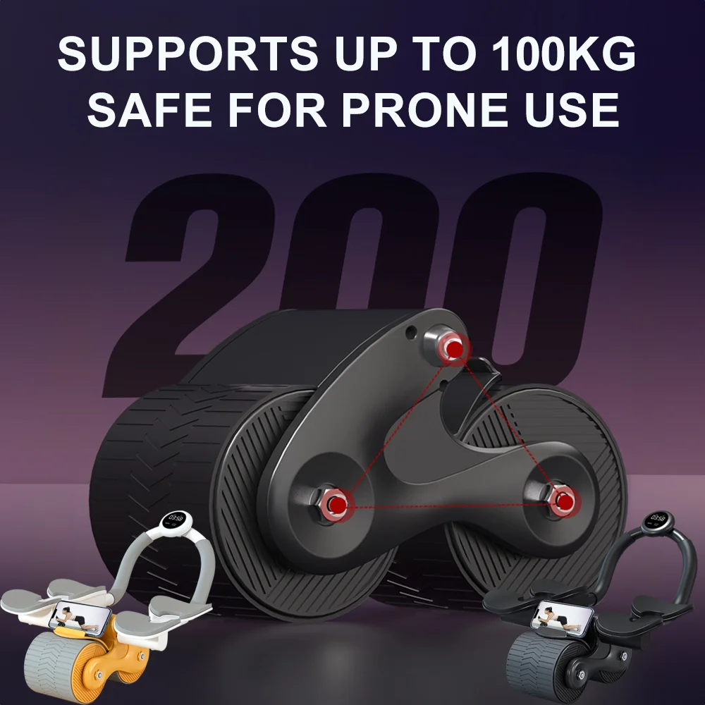 AB عجلة دوارة انتعاش تلقائي لتدريب عضلات البطن واللياقة البدنية ودعم الكوع عجلة دوارة ABS معدات التمرين الأساسية #5