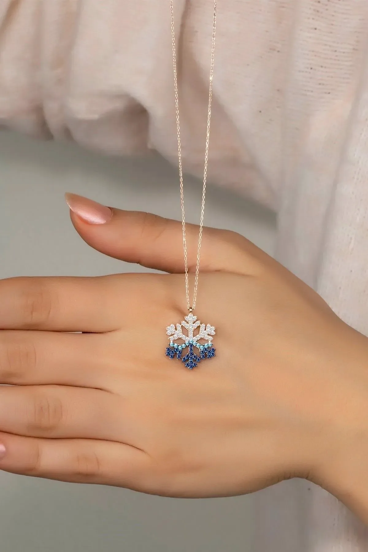 Endless Love Winter's Tale Color Changing Luminous Musical Medium Size Snow Globe And Zircon Snowflake Necklace