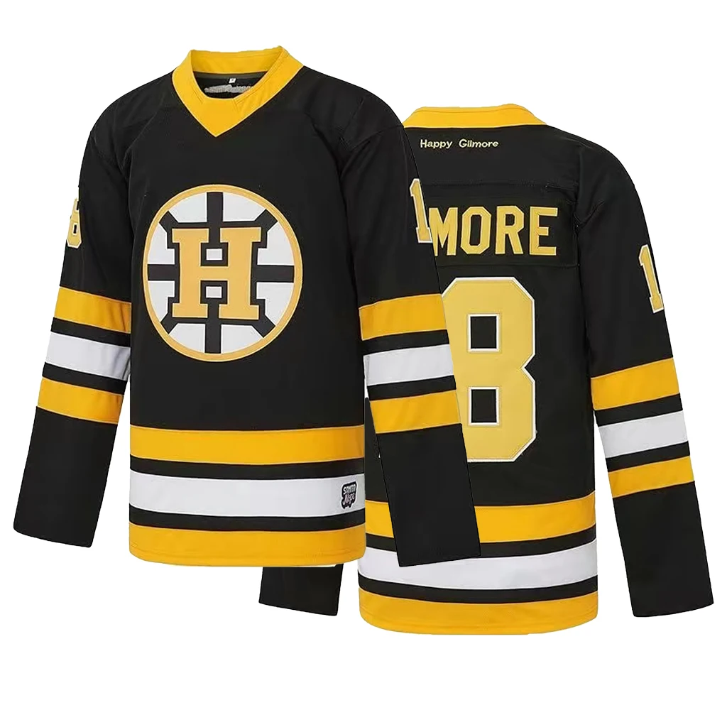 Men's #18 ‘Gilmore’ Adam Sandler 1996 Movie Hockey Jersey,Makes Its Debut Happy Gilmore, Letter Embroidered Game Training Pullover