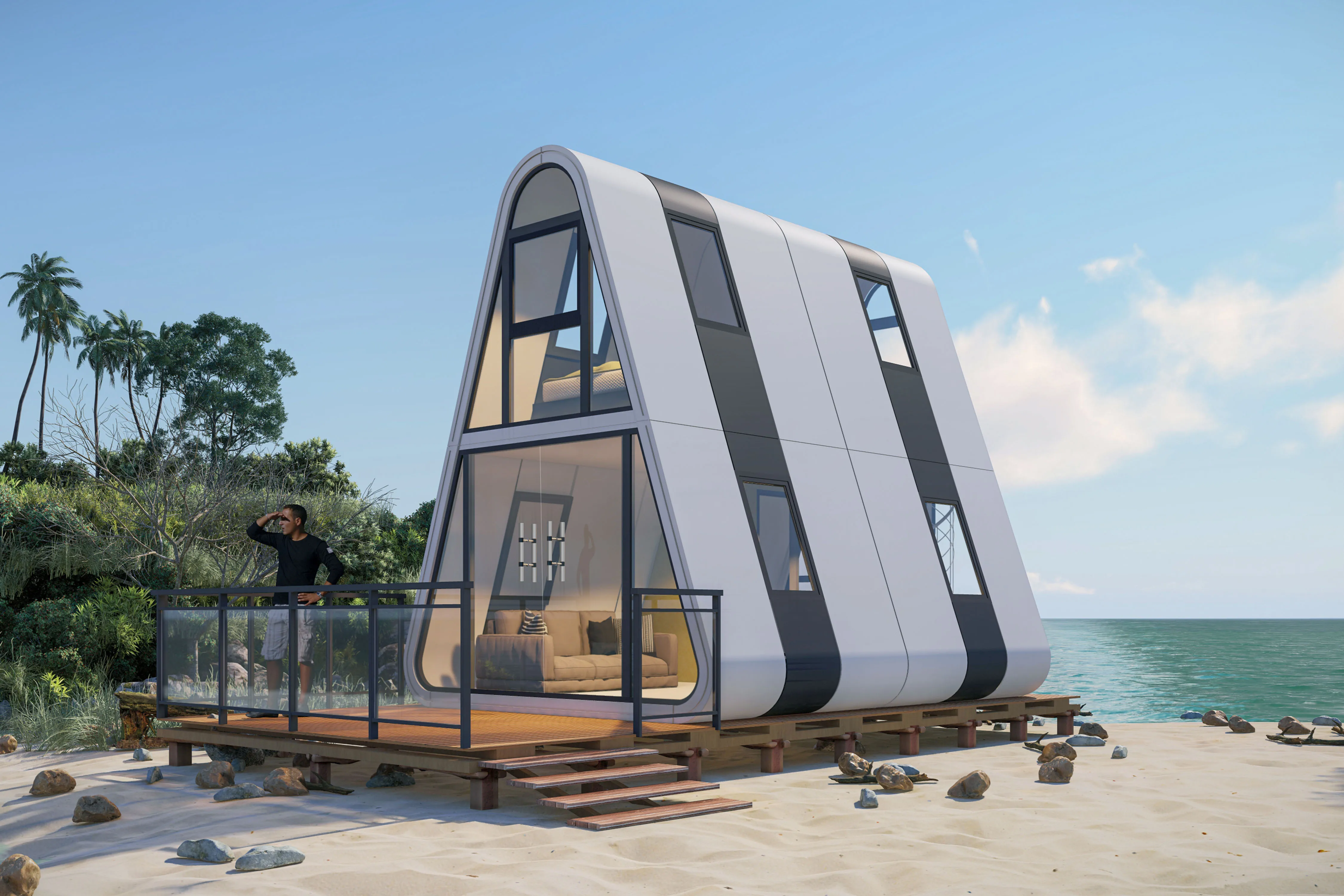 triangular house Portable Luxury Living Expandable Shipping Prefab Mobile Tiny Modular Homes triangular house