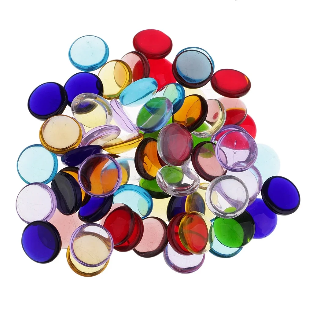100g mieszane kolor okrągły kształt przezroczyste szklane płytki z mozaiką dla DIY rzemiosło mozaika Making Puzzle dla dzieci rzemiosło artystyczne przezroczysty kamień — zdjęcie 2