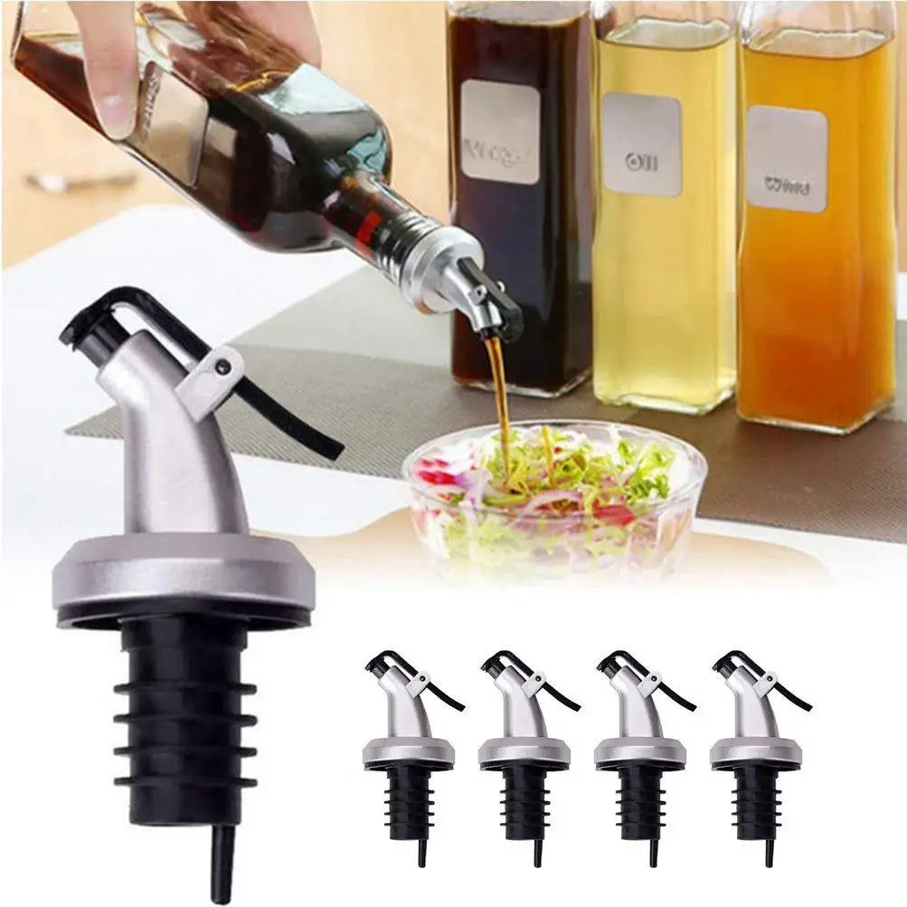 5-teiliges Anti-Leck-Ölausgießer-Set, universelle Flaschenverschlüsse für Glasölflaschen, Sojasoßen-, Essig- und Kochwein-Spender, tropffreies Küchenzubehör für Gewürzflaschen, praktisches Geschenk