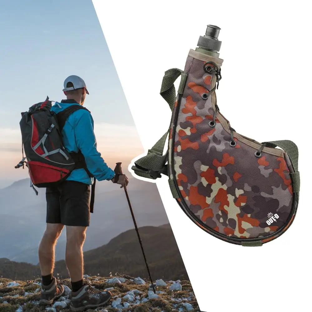 

Waist-Shaped Water Bottle Outdoor Sports Camping Camouflage Kettle Back-Mounted Portable Desert Kettle for Hiking Backpacking