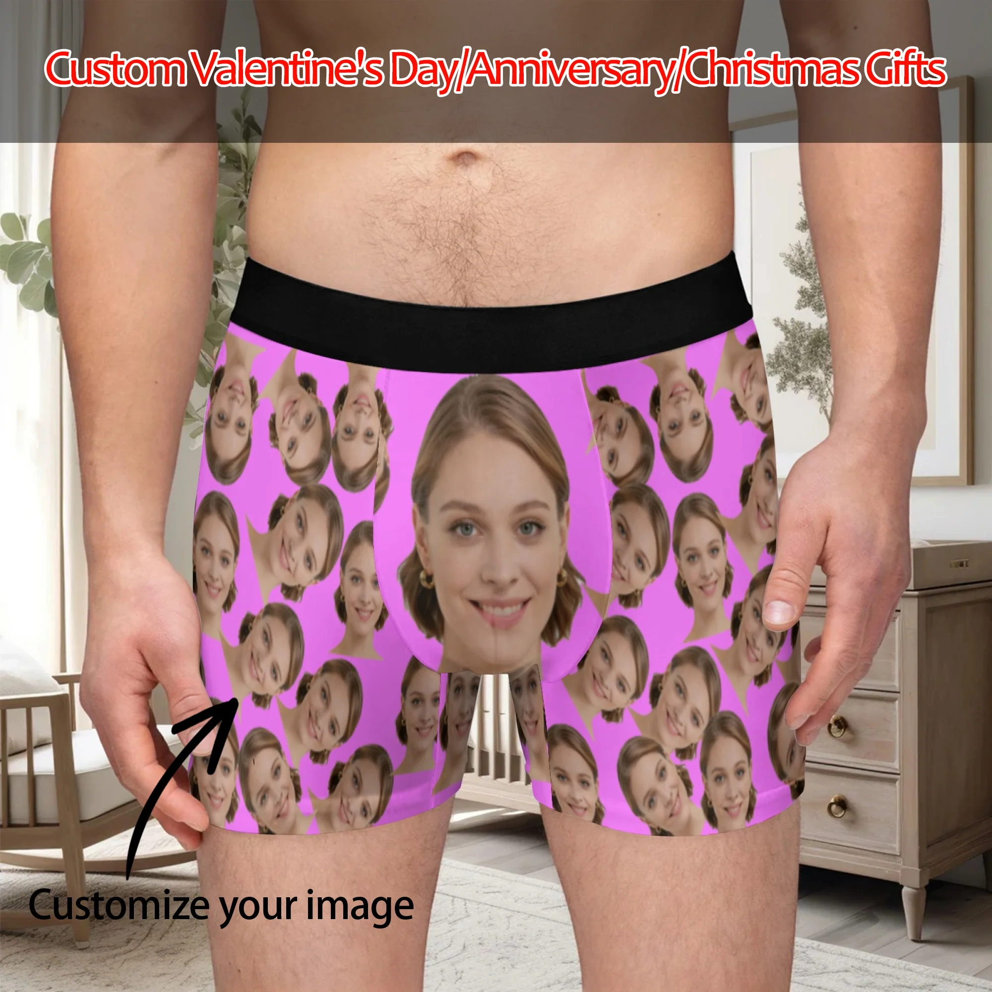 

Трусы-боксеры с индивидуальным лицом, нижнее белье с фотографией на заказ, подарок на годовщину для него