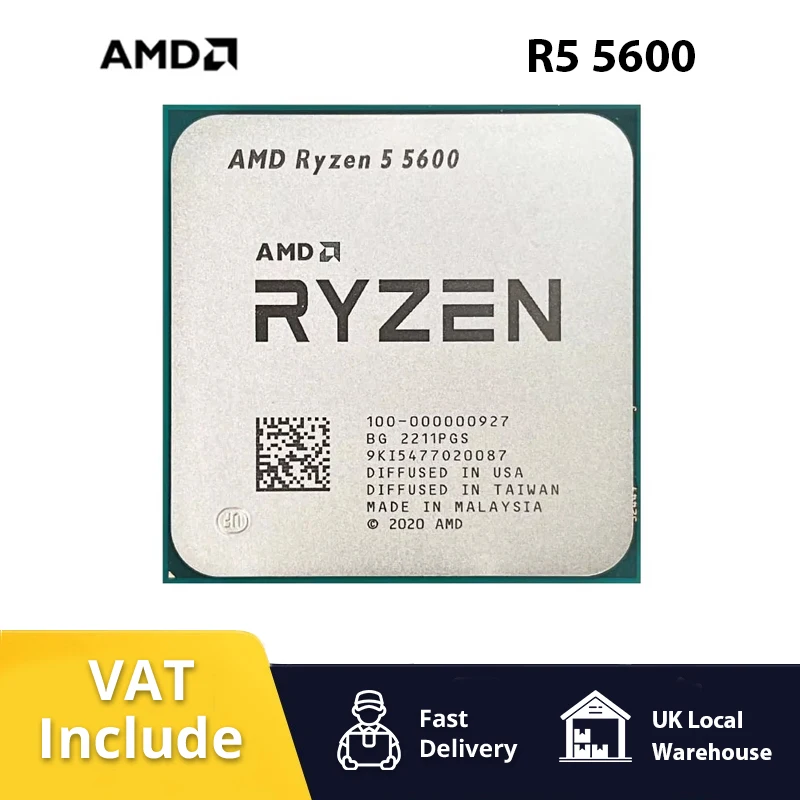AMD Ryzen 5 5600 3.5GHz 6-Core 12-Thread R5 5600 Socket AM4 7NM L3=32M Processor 65W DDR4 No Fan