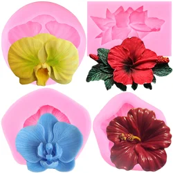 Orchid Hibiscus Flower Silicone Mold Cupcake Topper Fondant Cake Decorating Tools Candy Resin Clay Chocolate Gumpaste Moulds