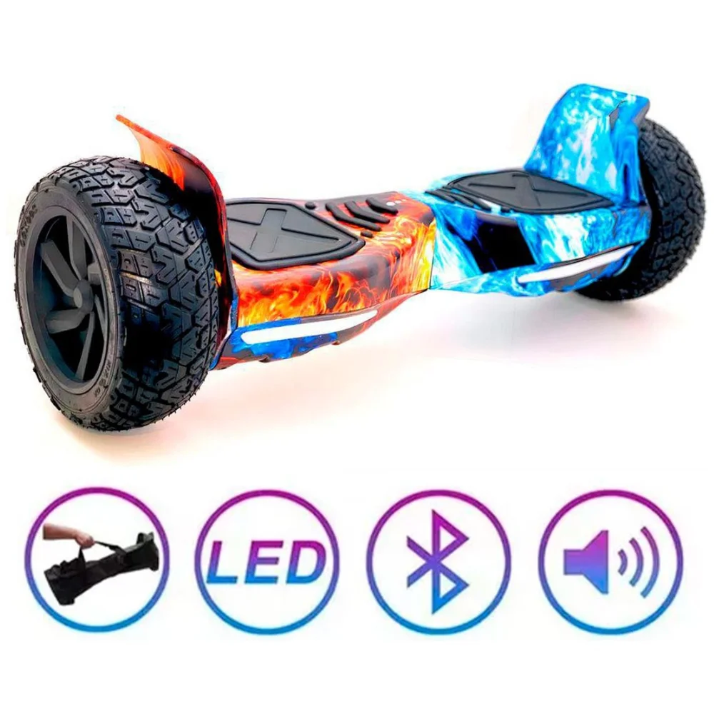 Hoverboard Skate Elétrico Original 8.5 Offroad Led Bluetooth Fogo e Gelo Brinovar