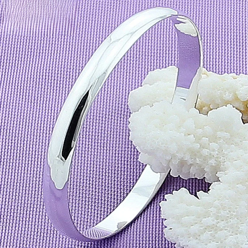 DOTEFFIL 925 Sterling Silver 8mm gładka bransoletka bransoletka dla kobiety mężczyzna ślub zaręczyny moda urok Party biżuteria — zdjęcie 2