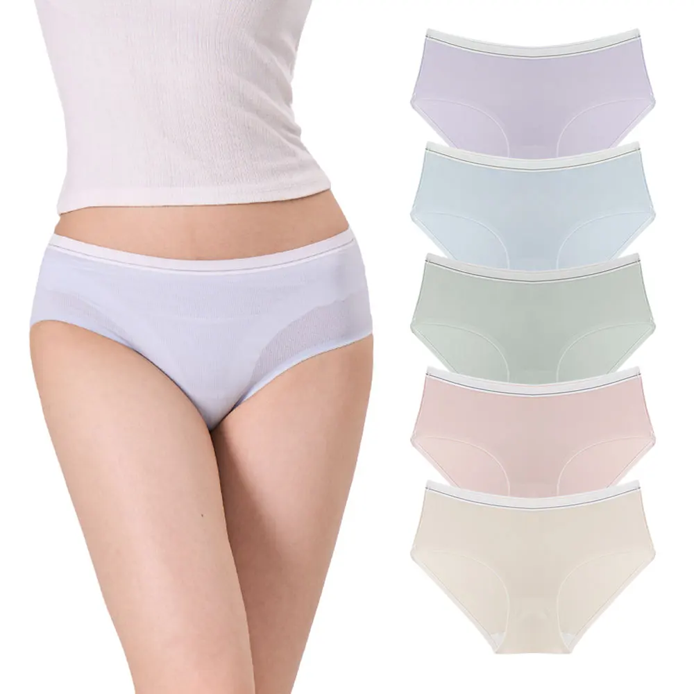 AONE Women's Macaron Zero-Line Seamless Fusion Nude Midi Panties 5-Pack 222102