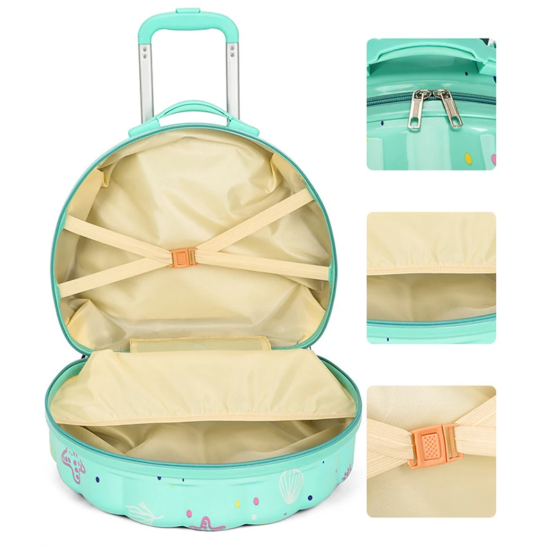 14"20 Inch 2 Piece Children's Girl Travel Small Suitcase Set With Wheel Kids Trolley Rolling Luggage Cosmetic Bag Boarding Case