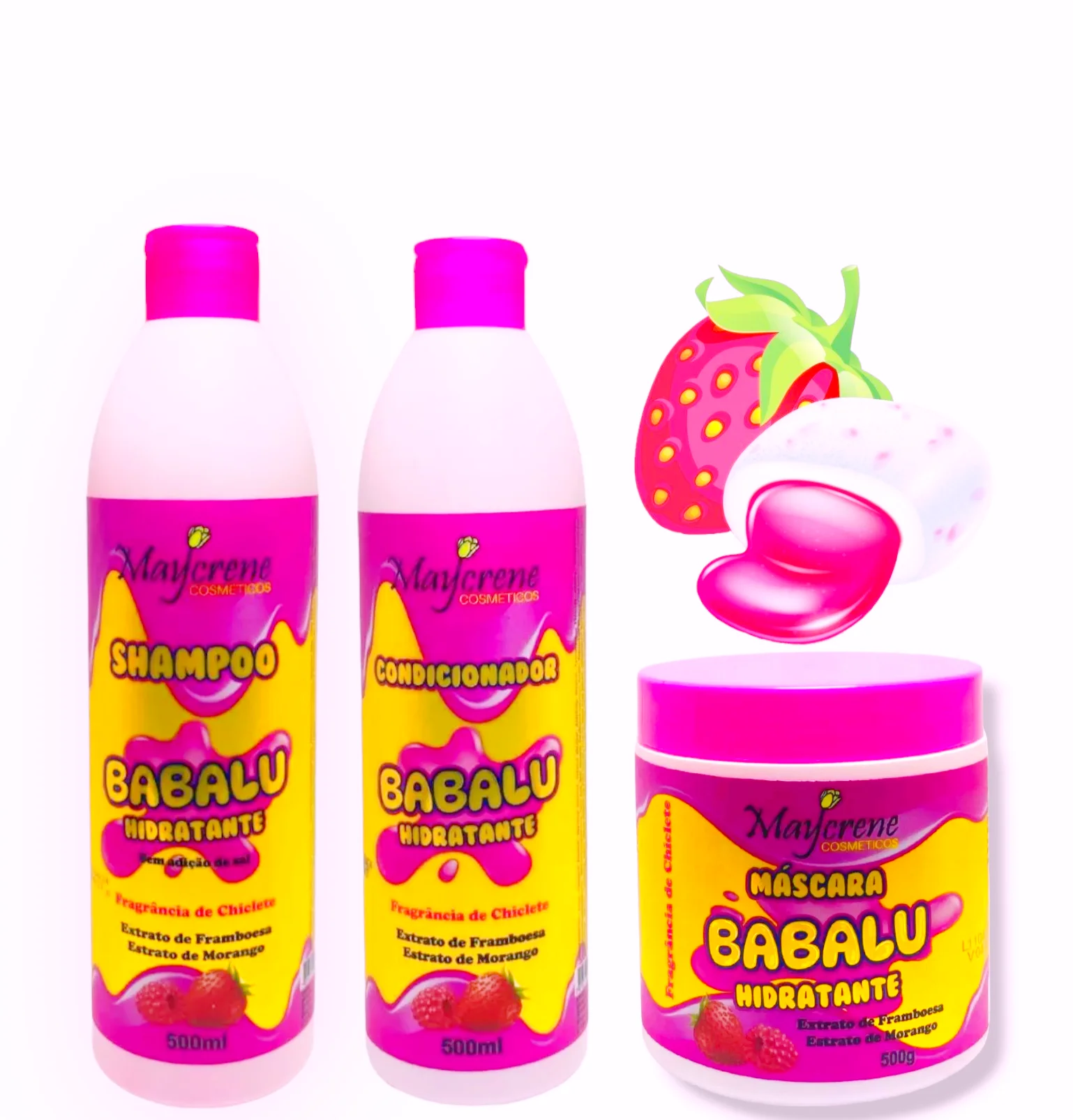 Treatment babbaloo gum 3x500ml hair hair clean restored and hydrated shampoo conditioner mask