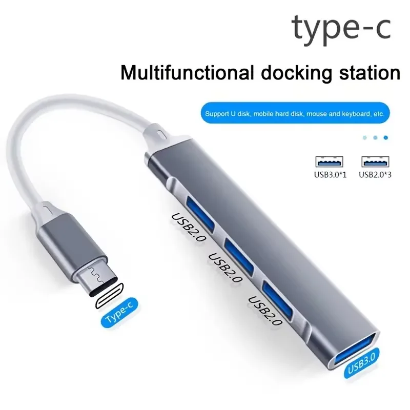 4-Port USB C HUB Typ C Dockingstation 3.0 Multi-Verteiler-Adapter OTG für PC Xiaomi Lenovo MacBook Pro 13 15 Air Pro PC