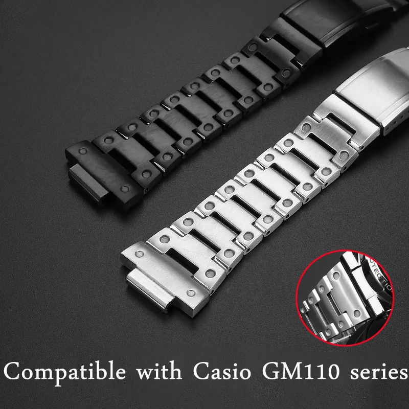 Solid Stainless Steel Strap for Casio G-SHOCK GM-110 Small Steel Gun Series Men\'s Fashion Sports Waterproof Watch Wristband