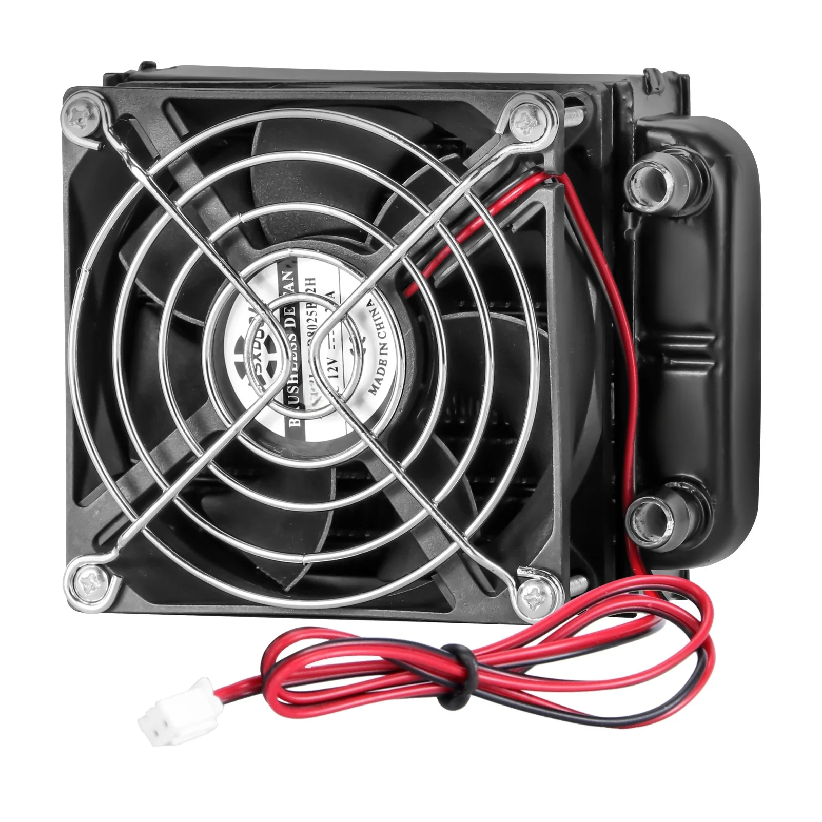 SXDOOL 80mm DIY Chłodnica wodna Aluminiowy wymiennik ciepła z wentylatorem 80mm, DC12V Czarny - Wydajne chłodzenie procesora i VGA — zdjęcie produktu 7