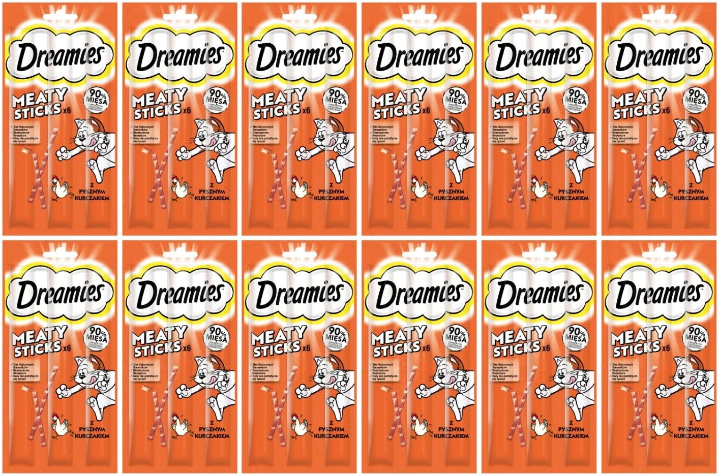 Dreamies palitos carnosos para pollo, 12x30g