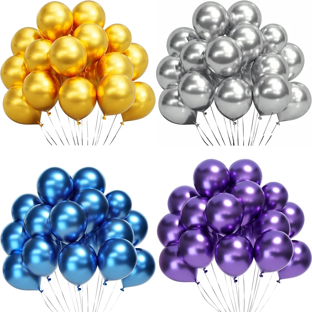 10/20/30 pièces métallisé or argent Latex ballons Chrome bleu violet anniversaire Ballon décor de fête de mariage bébé douche hélium Globos
