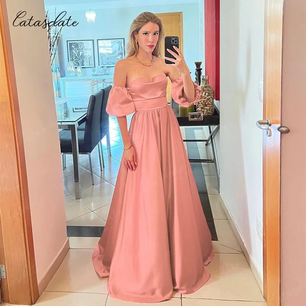 Catasdate Long Evening Dress with Separate Sleeves Elegant Party Dress Customized Formal Occasion Dresses vestidos de noche