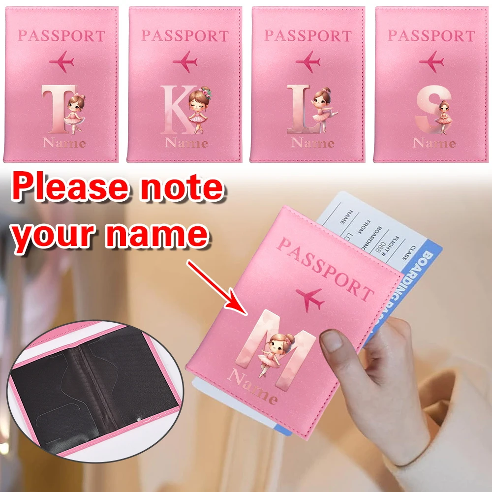 

Customize Name Pink Passport Cover for Man Women Travel Passport Holder Wallet Personalized Letter Printed Wedding Passports