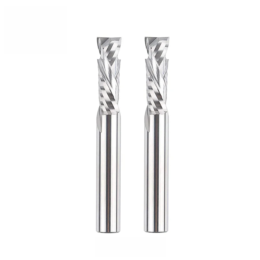 Dreanique 2 stks/partij CNC Twee Spiraal Fluiten Compressie End Mill Houtwerk UP & DOWN Carbide Frees Tool Router bit - afbeelding 2