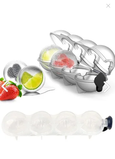 2 Units  4 Pcs Sphere Ice Ball Mold - Round Beverage Ice Ball Freezer Freezer Storage And Presentation Container