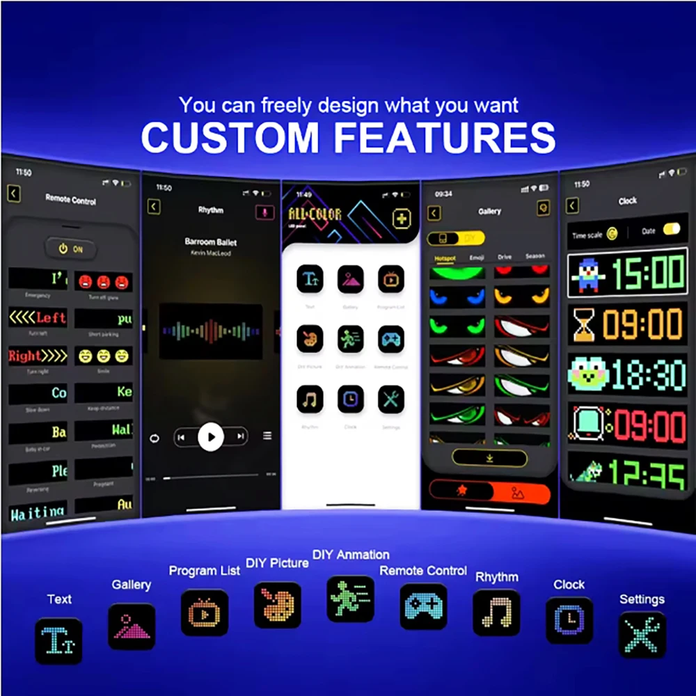 Car Rear Window RGB Full-Color Devil's Eye USB Car-Mounted DIY LED Flexible Soft Screen High-Definition Waterproof 2812 5v LED