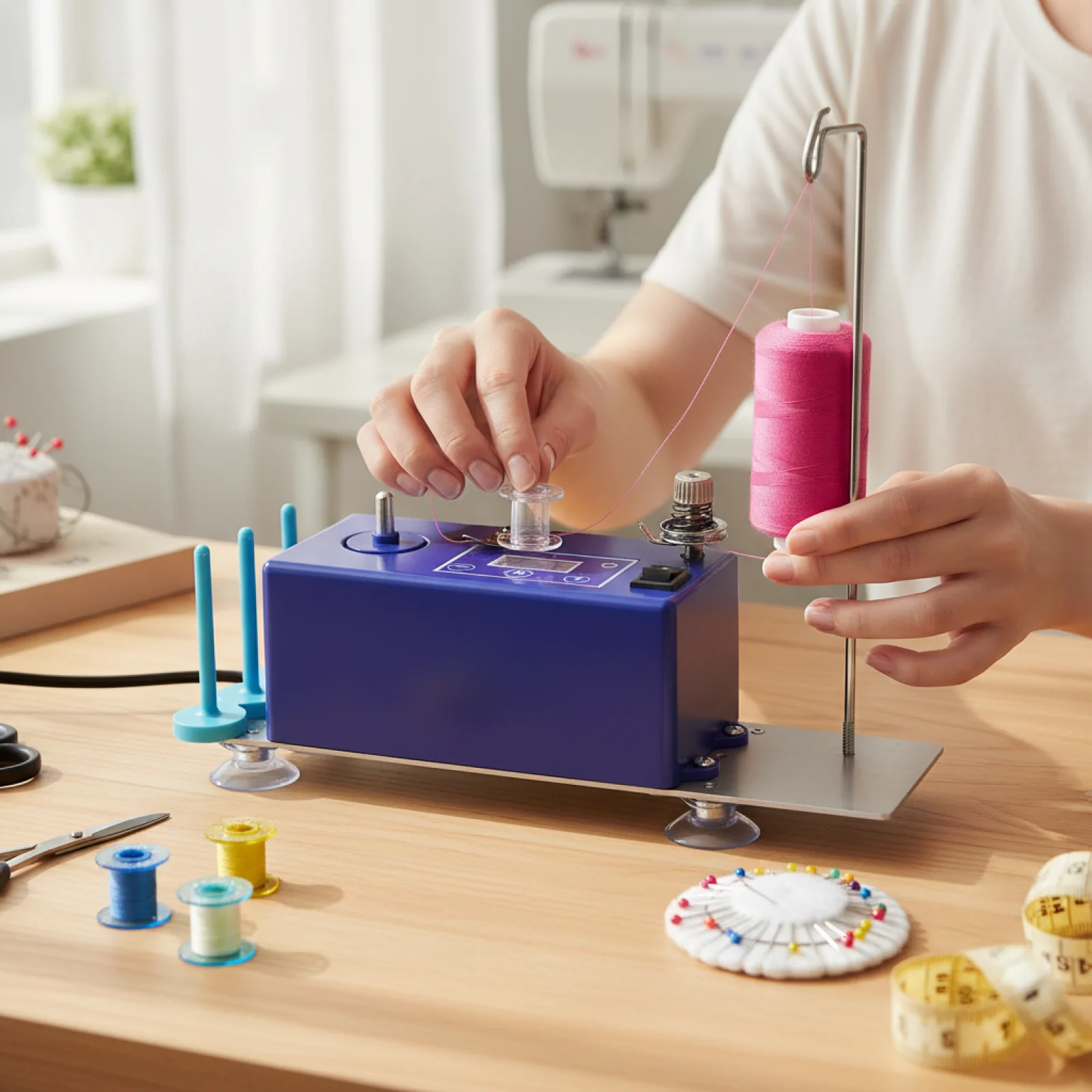 Portable Automatic Bobbin Winder Sewing Machine for Crafting Home Use Mom's Gift Compact Winding Machine for Easy Sewing