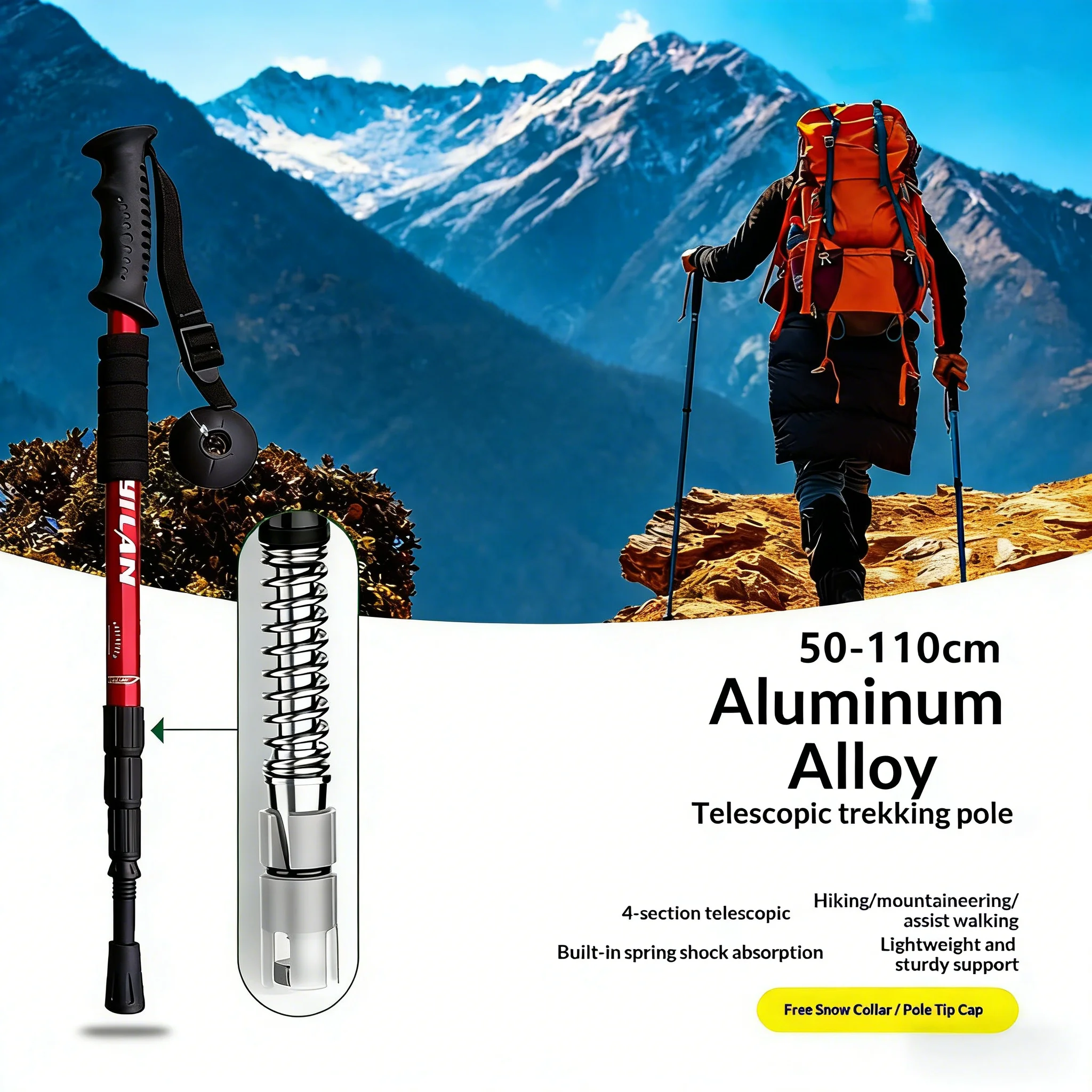 

Телескопические треккинговые палки, походные палки для альпинизма, профессиональные нескользящие трости из алюминиевого сплава унисекс