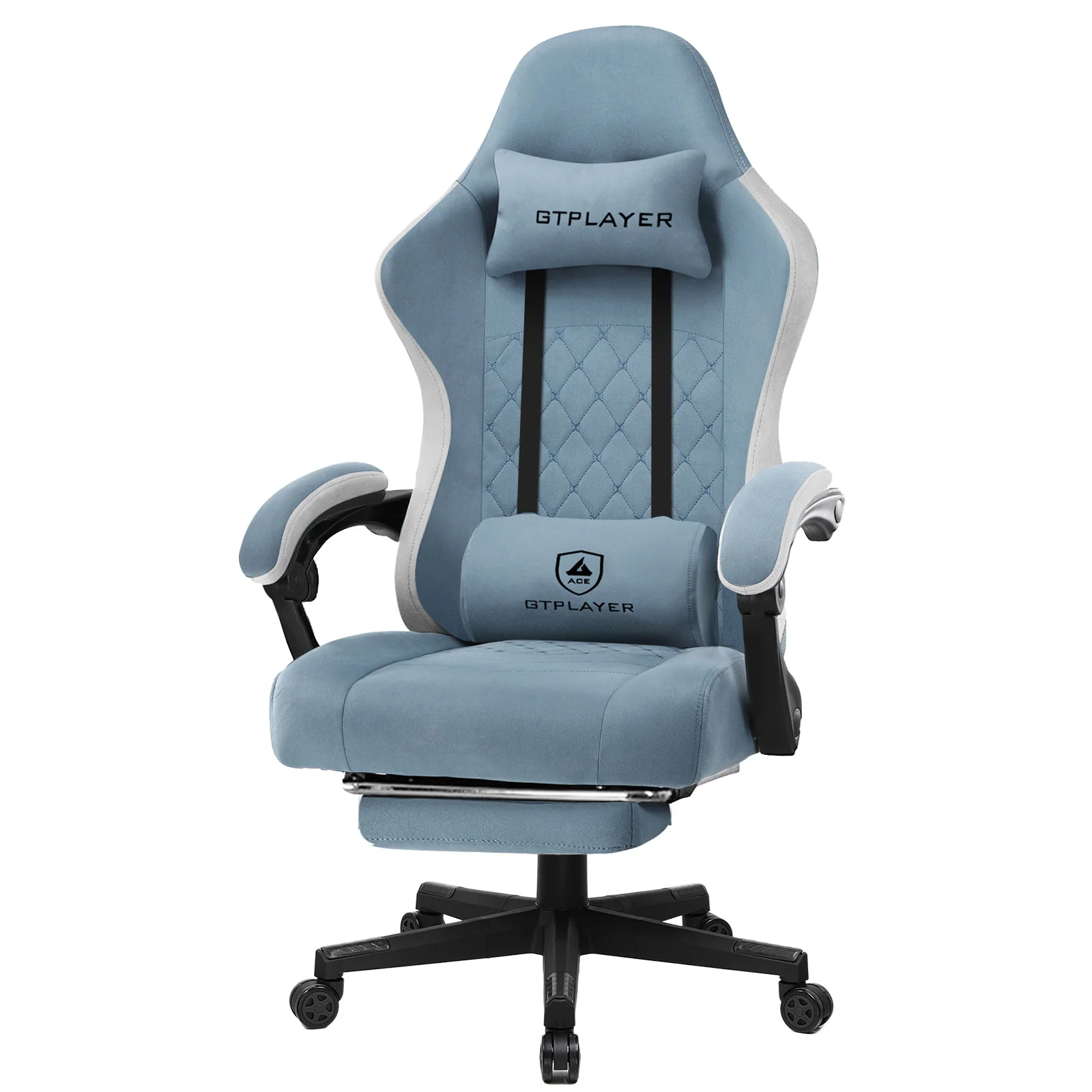 GTPLAYER Chaise Gaming Ergonomique en Tissu, Fauteuil Gamer avec Repose-Pieds, Accoudoirs Reliés et Coussin à Ressort