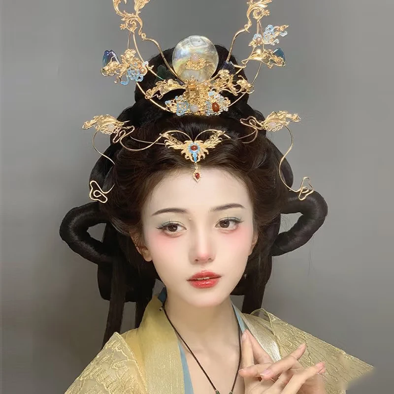 

Fairy Ancient Style Phoenix Crown Goddess Hair Accessories Set Exotic Dunhuang Flying Apsara Headwear Ultra Fairy Forehead Decor