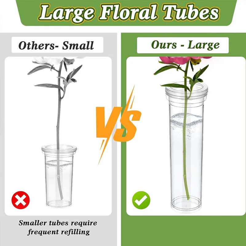 5/20/40Pcs Floral Water Tubes Clear Plastic Flower Vials with Caps for Flower Arrangement Decoration image 2